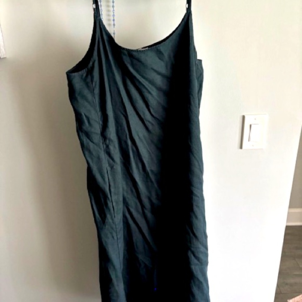 Eileen fisher Black Slip Dress, linen, size xl